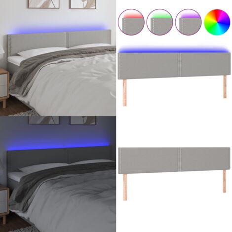 Cabecero con LED de tela gris claro 200x5x78/88 cm - Cabecero de cama - Cabecero LED