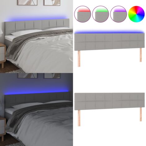 Cabecero con LED de tela gris claro 200x5x78/88 cm - Cabecero de cama - Cabecero LED