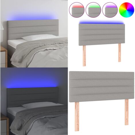 Cabecero con LED de tela gris claro 90x5x78/88 cm - Cabecero de cama - Cabecero LED