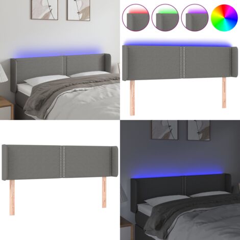 Cabecero con LED de tela gris oscuro 147x16x78/88 cm - Cabecero de cama - Luz LED