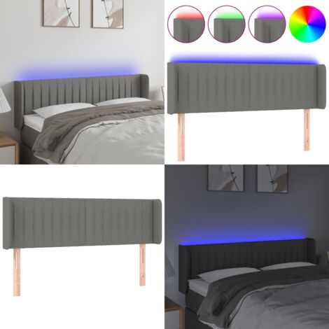 Cabecero con LED de tela gris oscuro 147x16x78/88 cm - Cabecero de cama - Luz LED