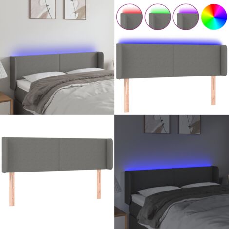 Cabecero con LED de tela gris oscuro 147x16x78/88 cm - Cabecero de cama - Luz LED