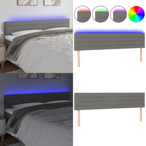 Cabecero con LED de tela gris oscuro 180x5x78/88 cm - Cabecero de cama - Cabecero de cama con LED