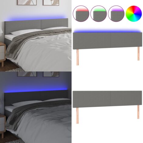 Cabecero con LED de tela gris oscuro 180x5x78/88 cm - Cabecero de cama - Cabecero de cama con luz