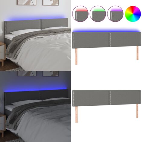 Cabecero con LED de tela gris oscuro 180x5x78/88 cm - Cabecero de cama - Cabecero LED