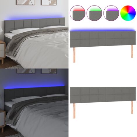 Cabecero con LED de tela gris oscuro 180x5x78/88 cm - Cabecero de cama - Cabecero LED