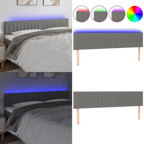 Cabecero con LED de tela gris oscuro 180x5x78/88 cm - Cabecero de cama - Cabecero LED