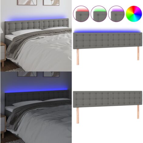 Cabecero con LED de tela gris oscuro 180x5x78/88 cm - Cabecero de cama - Cabecero LED