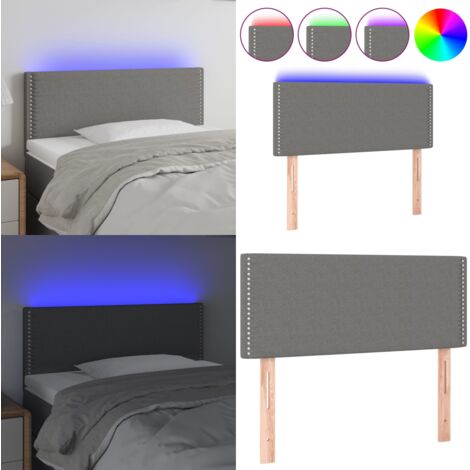 Cabecero con LED de tela gris oscuro 90x5x78/88 cm - Cabecero de cama - Cabecero de cama con LED