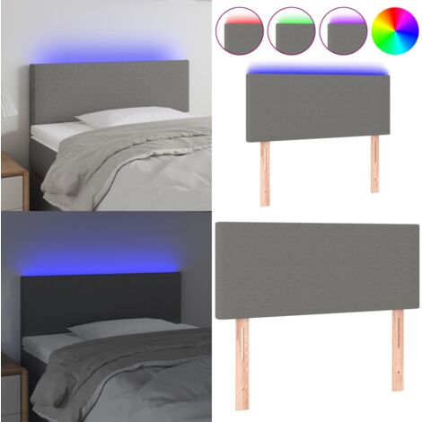 Cabecero con LED de tela gris oscuro 90x5x78/88 cm - Cabecero de cama - Cabecero de cama con LED