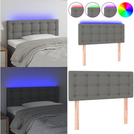 Cabecero con LED de tela gris oscuro 90x5x78/88 cm - Cabecero de cama - Cabecero de cama con LED