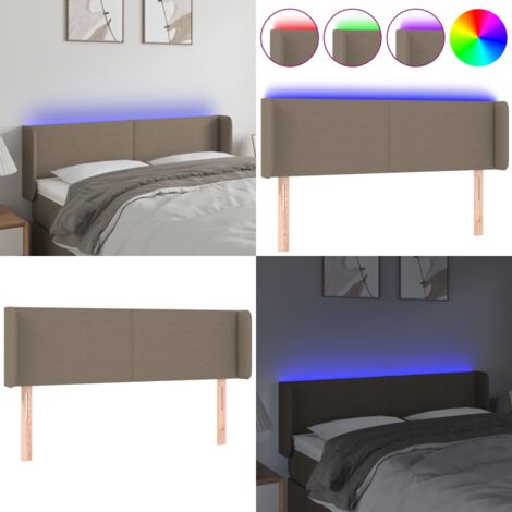 Cabecero con LED de tela gris taupe 147x16x78/88 cm - Cabecero de cama - Luz LED