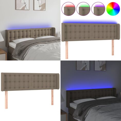 Cabecero con LED de tela gris taupe 147x16x78/88 cm - Cabecero de cama - Luz LED