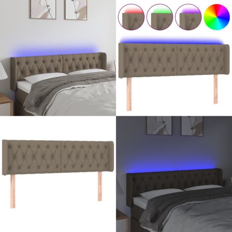 Cabecero con LED de tela gris taupe 147x16x78/88 cm - Cabecero de cama - Luz LED