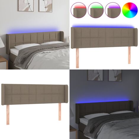 Cabecero con LED de tela gris taupe 147x16x78/88 cm - Cabecero de cama - Luz LED