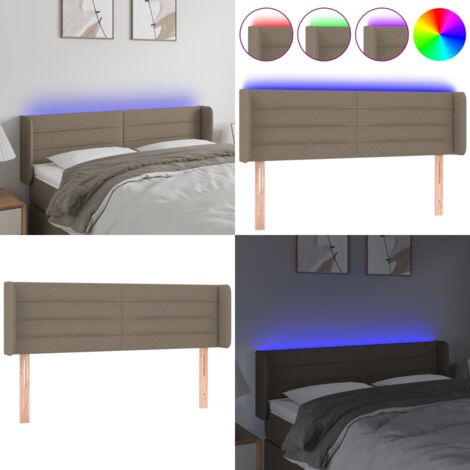 Cabecero con LED de tela gris taupe 147x16x78/88 cm - Cabecero de cama - Luz LED