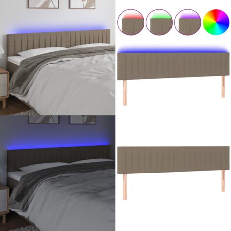 Cabecero con LED de tela gris taupe 180x5x78/88 cm - Cabecero de cama - Cabecero con luz LED