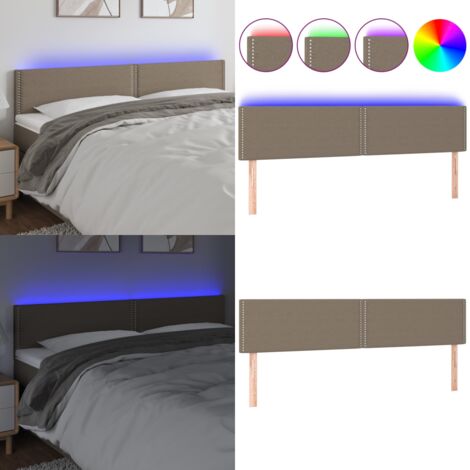 Cabecero con LED de tela gris taupe 180x5x78/88 cm - Cabecero de cama - Cabecero con luz LED