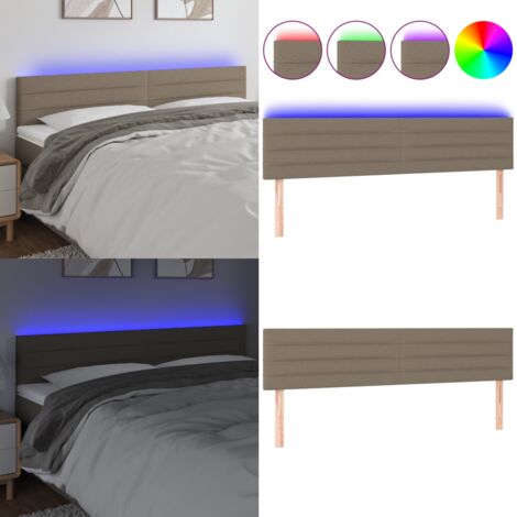 Cabecero con LED de tela gris taupe 180x5x78/88 cm - Cabecero de cama - Cabecero con luz LED