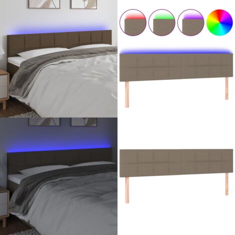 Cabecero con LED de tela gris taupe 180x5x78/88 cm - Cabecero de cama - Cabecero con luz LED