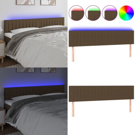 Cabecero con LED de tela marrón oscuro 180x5x78/88 cm - Cabecero de cama - Cabecero de madera