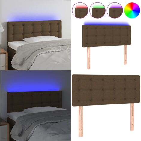 Cabecero con LED de tela marrón oscuro 80x5x78/88 cm - Cabecero de cama - Cabecero marrón oscuro