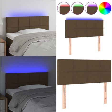 Cabecero con LED de tela marrón oscuro 80x5x78/88 cm - Cabecero de cama - Cabecero marrón oscuro