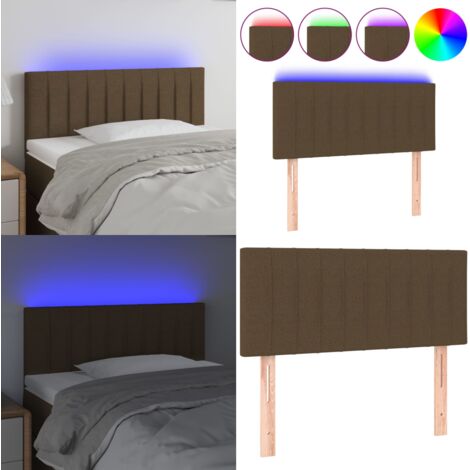 Cabecero con LED de tela marrón oscuro 80x5x78/88 cm - Cabecero de cama - Cabecero marrón oscuro