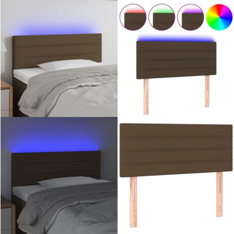 Cabecero con LED de tela marrón oscuro 80x5x78/88 cm - Cabecero de cama - Cabecero marrón oscuro