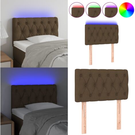 Cabecero con LED de tela marrón oscuro 80x7x78/88 cm - Cabecero de cama - Cabecero marrón oscuro