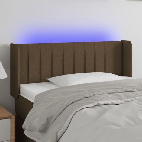 Cabecero con LED de tela marrón oscuro 83x16x78/88 cm vidaXL