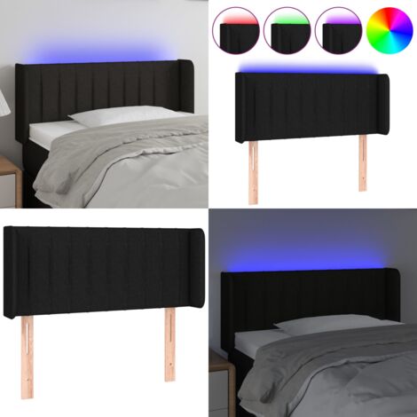 Cabecero con LED de tela negro 103x16x78/88 cm - Cabecero de cama - Cabecero negro