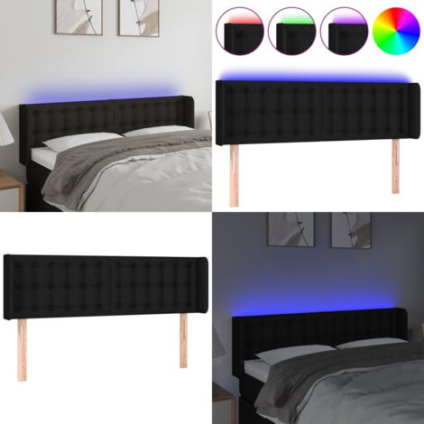 Cabecero con LED de tela negro 147x16x78/88 cm - Cabecero de cama - Cabecero negro