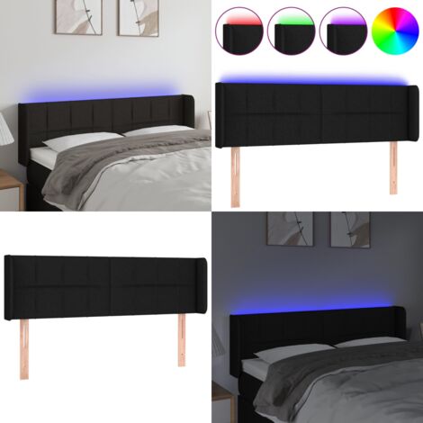 Cabecero con LED de tela negro 147x16x78/88 cm - Cabecero de cama - Cabecero negro