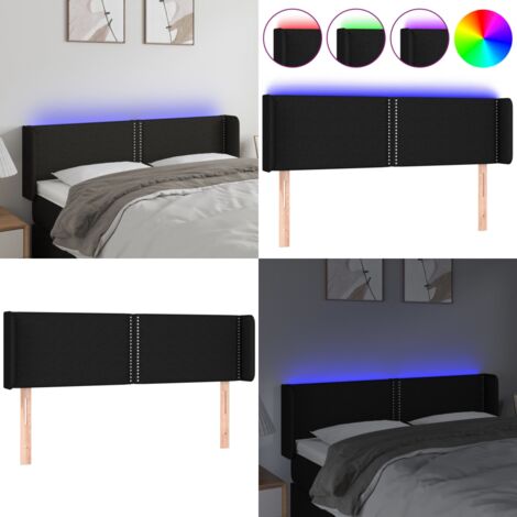 Cabecero con LED de tela negro 147x16x78/88 cm - Cabecero de cama - Cabecero negro