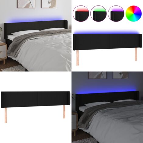 Cabecero con LED de tela negro 163x16x78/88 cm - Cabecero de cama - Cabecero negro
