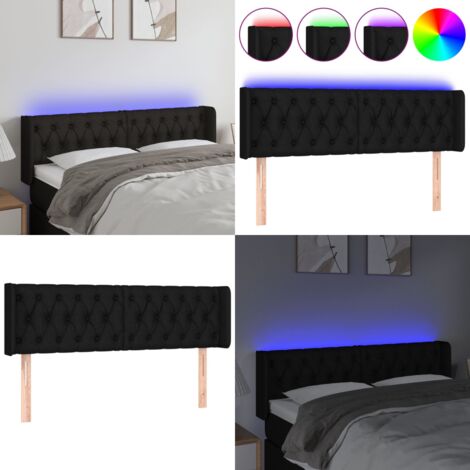 Cabecero con LED de tela negro 163x16x78/88 cm - Cabecero de cama - Cabecero negro