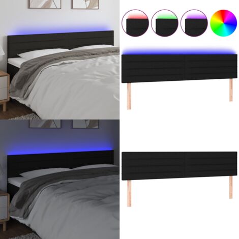 Cabecero con LED de tela negro 180x5x78/88 cm - Cabecero de cama - Cabecero negro