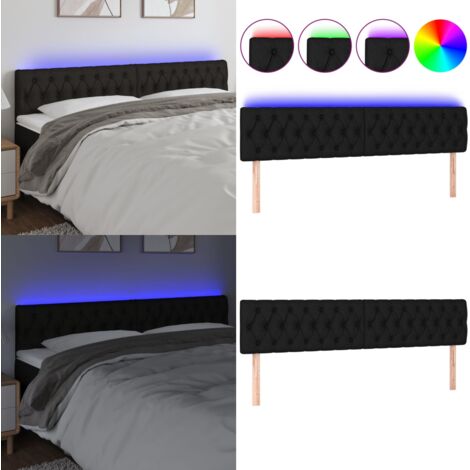 Cabecero con LED de tela negro 180x7x78/88 cm - Cabecero de cama - Cabecero negro