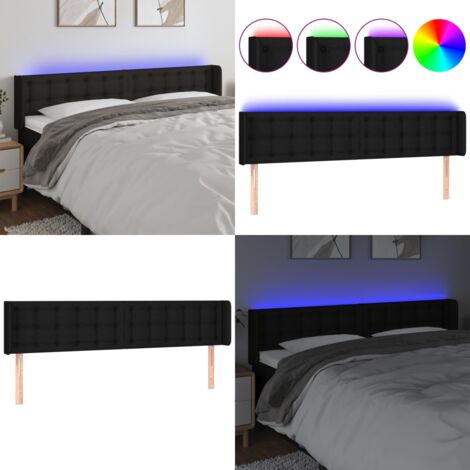 Cabecero con LED de tela negro 183x16x78/88 cm - Cabecero de cama - Cabecero negro