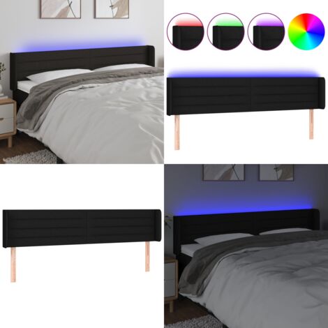 Cabecero con LED de tela negro 183x16x78/88 cm - Cabecero de cama - Cabecero negro