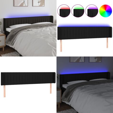 Cabecero con LED de tela negro 203x16x78/88 cm - Cabecero de cama - Cabecero negro