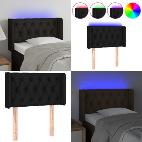 Cabecero con LED de tela negro 83x16x78/88 cm - Cabecero de cama - Cabecero negro