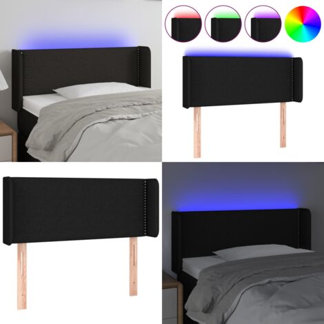 Cabecero con LED de tela negro 83x16x78/88 cm - Cabecero de cama - Cabecero negro
