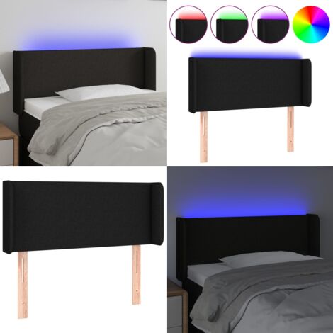 Cabecero con LED de tela negro 83x16x78/88 cm - Cabecero de cama - Cabecero negro