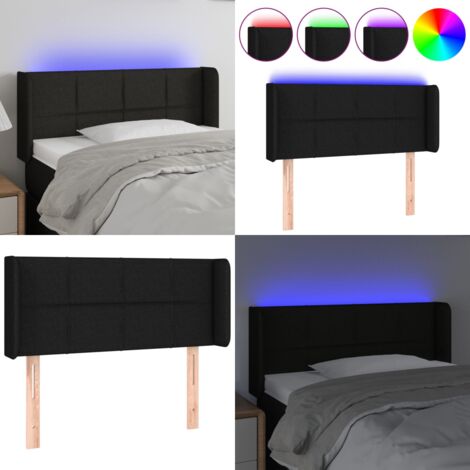 Cabecero con LED de tela negro 83x16x78/88 cm - Cabecero de cama - Cabecero negro