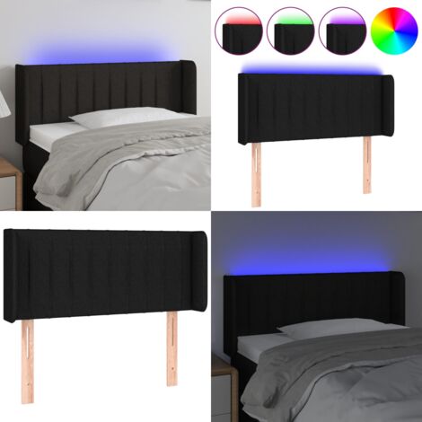 Cabecero con LED de tela negro 93x16x78/88 cm - Cabecero de cama - Cabecero negro
