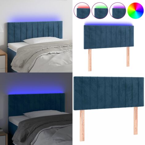 Cabecero con LED de terciopelo azul 100x5x78/88 cm - Terciopelo azul - Cabecero ajustable