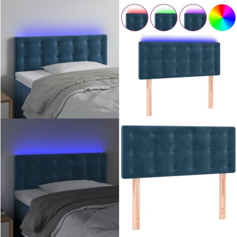Cabecero con LED de terciopelo azul 100x5x78/88 cm - Terciopelo azul - Cabecero ajustable