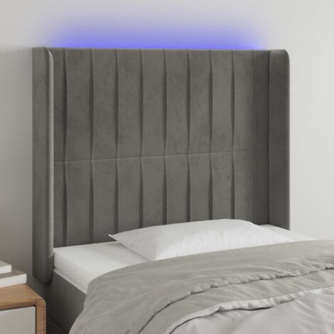 Cabecero con LED de terciopelo gris claro 103x16x118/128 cm vidaXL